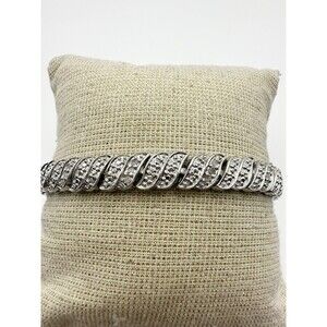 Estate .15ct Genuine Diamond Link Tennis Bracelet 7.5 Inch